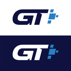 G T, T G logo type letter vector, tech illustration.