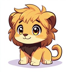 Obraz premium Adorable Baby Lion Cartoon Character Illustration