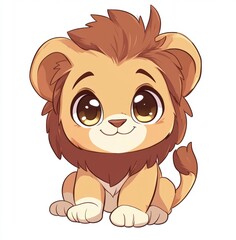 Obraz premium Adorable Baby Lion Cartoon Character Illustration