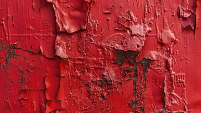 Video Close-up shot of peeling paint on a red wall, perfect for use in DIY or home improvement context
