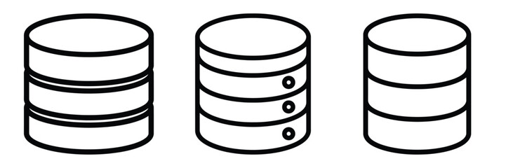 database server outline stroke vector icon set. black color and white background