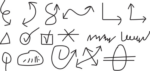 Hand sketched icons and doodle symbols pack