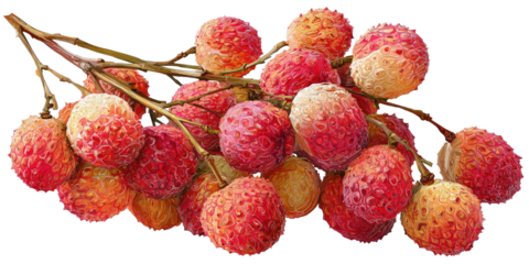 A cluster of small, round, textured fruit, varying in reddish-pink and golden-brown hues