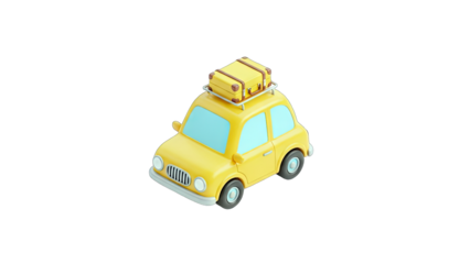 Yellow Car with Luggage Ready for Travel