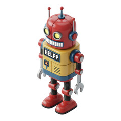 A charming vintage style red yellow service robot