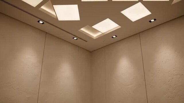 Modern elevator interior with soft ambient lighting and clean walls