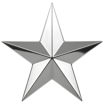 Shiny Silver Star on White Background