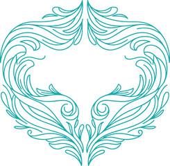Ornate Teal Decorative Flourish Frame with Empty Center