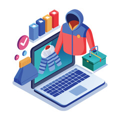 Fototapeta premium A shopping store winter fashion trends and personal style flat vector illustration