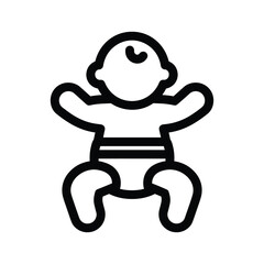 Happy baby sitting with open arms