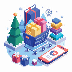 A shopping store winter fashion trends and personal style flat vector illustration