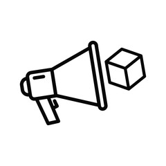Megaphone with cube icon