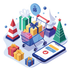 A shopping store winter fashion trends and personal style flat vector illustration