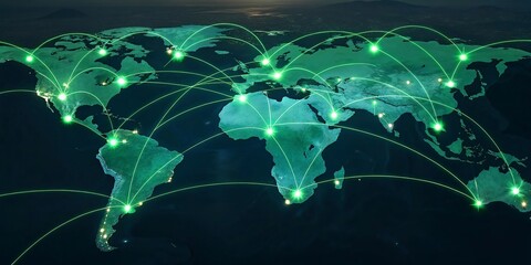 Christmas tree branches, golden baubles and pine cones on black background with Christmas bokeh lights. New Year concept. Top view, copy space