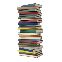 A tall stack of variously colored hardcover books from 1882 transparent background