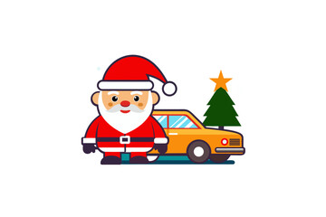 santa claus with a car