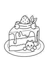 kawaii cake coloring pages