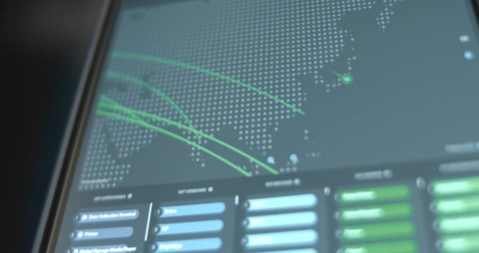 Cyber threats over Asia in real time displayed on digital map