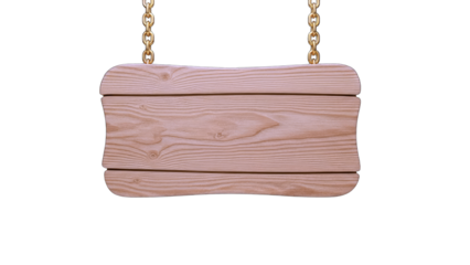 Wooden Sign Hanging on Chains - Isolated on White