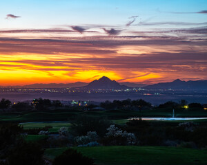 A dramatic Arizona sunset looking west across the Phoenix valley.