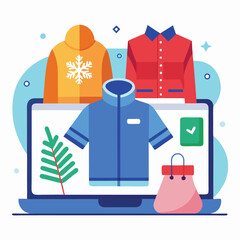 A shopping store winter fashion trends and personal style flat vector illustration