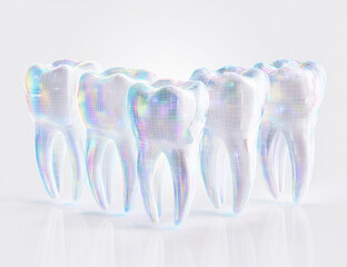 Holographic human teeth projected on digital screen. Concept of futuristic medicine, medical technology.  