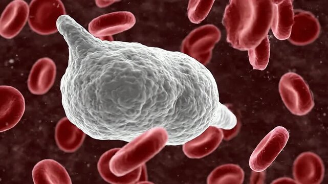 Trypanosoma cruzi parasite in blood, Chagas disease, microscopic view.
