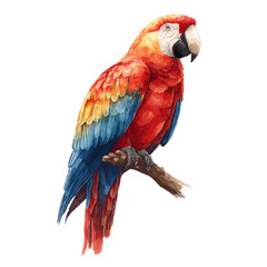 Obraz premium Artistic isometric watercolor image of Macaw, isolated on a white surface.
