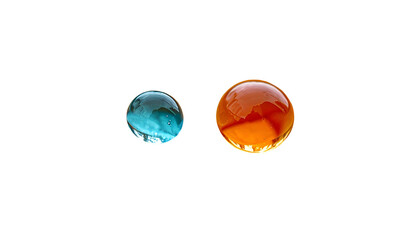 Two translucent spheres, one blue, one orange, with a sharp black background