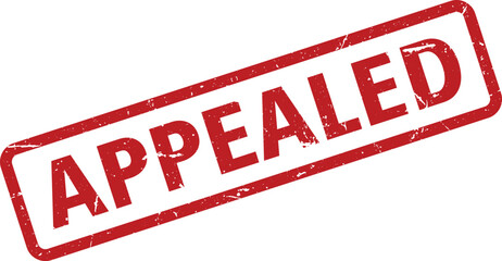 Red Appealed Rubber Stamp with Angled Rectangular Border on a White Background Isolated