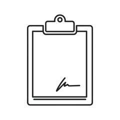 Clipboard with signature on document