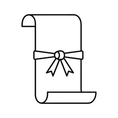 Simple line art scroll with ribbon