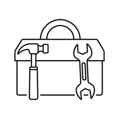 Toolbox with hammer and wrench