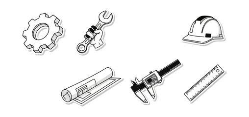 Fototapeta premium Engineering and construction tools vector illustration