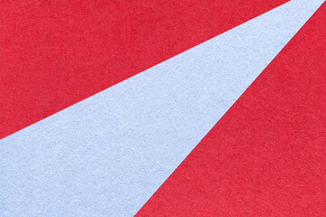 Fototapeta premium Abstract geometric red paper background with pastel blue ray, macro texture for banner, template, presentation