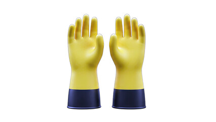 Yellow Rubber Gloves Isolated on White Background