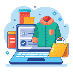 A shopping store winter fashion trends and personal style flat vector illustration