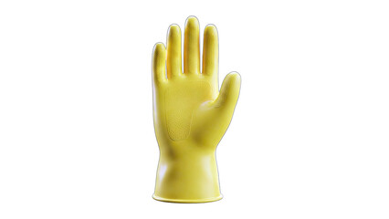 Yellow Rubber Glove Reaching Out on White Background