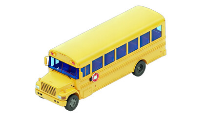 Yellow School Bus Isolated on White Background