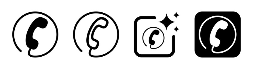 Obraz premium Phone receiver with wire icon showing a classic landline calling device in a clean black vector illustration on a transparent background