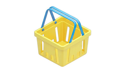 Yellow Shopping Basket Isolated on White Background