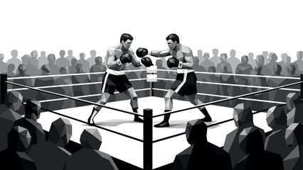 Geometric boxing match: dynamic polygonal fighters in the ring