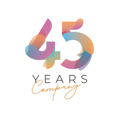 45 year anniversary company colorful template design