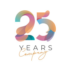 25 year anniversary company colorful template design