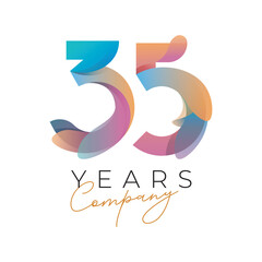 35-year anniversary company colorful template design