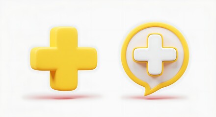 Fototapeta premium Medical Plus Symbols in Yellow and White for Healthcare Solutions