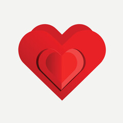 Red 3d paper heart icon.