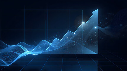 business graph on a blue background with a market growth analysis