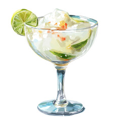 A watercolor isometric illustration of Margarita, cleanly isolated on white background.
