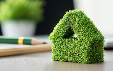 Green grass house model sustainable eco friendly home real estate investment concept